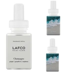 3 Pura Diffuser Fragrance Scent Refills 2 Pacific Aqua & 1 Pura LAFCO Champagne